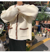 V-Neck Knitted College Cardigan Sweater